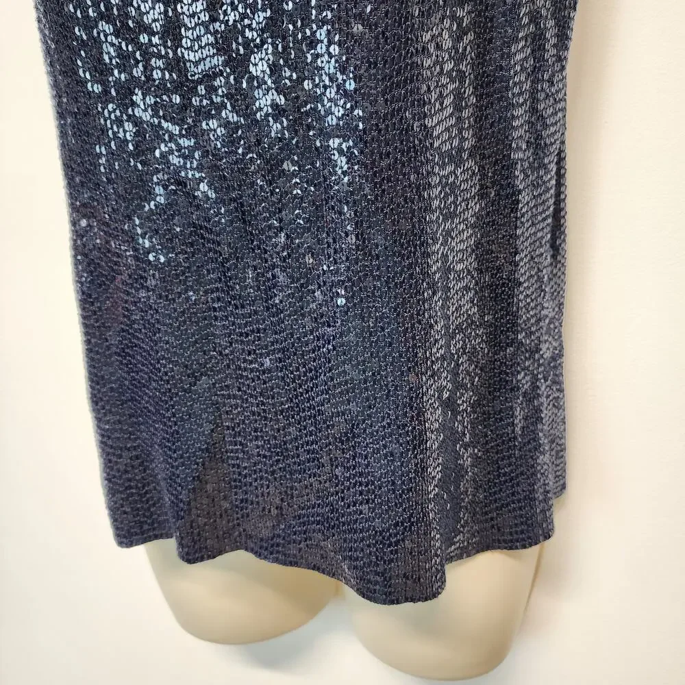 Carmen Marc Valvo Womens Allover Sequin Top Size M Blue Sleeveless Round Neck - Picture 5 of 13